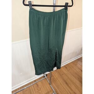 Dana Buchman Silk Midi Skirt Women Size 8 Emerald NWT VTG